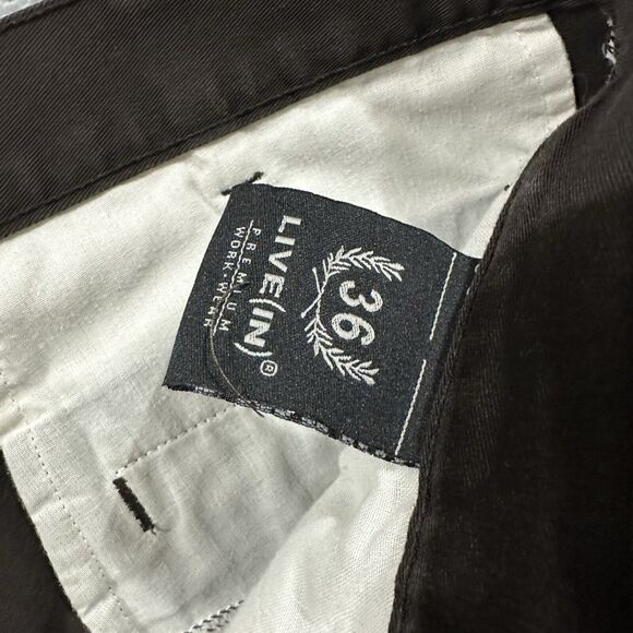 Live(in) Chino Straight Pants Solid Men 34 W 29 L Brown Formal - Picture 2 of 10